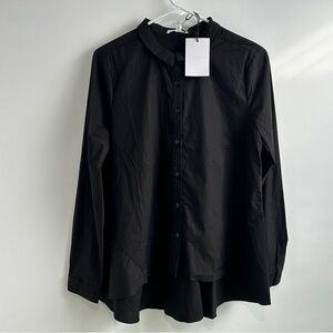 Grey Lab Anthropologie Women’s Black Button Down Shirt Size Small Long Sleeve